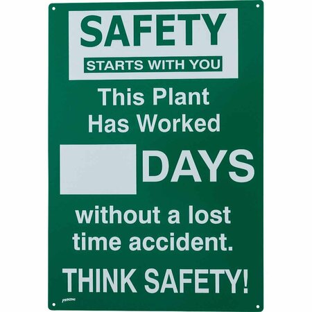 BRADY Safety Record Signs, 20X14", ENG, Width: 14" SM794E